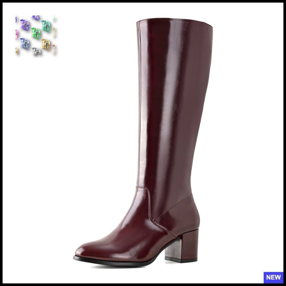 Knee High Boots Chunky Heel Block Heel Side Zipper Classic Elegant Fall